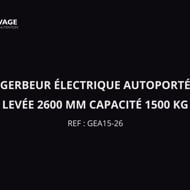 Vidéo du gerbeur électrique autoporté Levée 2600 mm Capacité 1500 kg