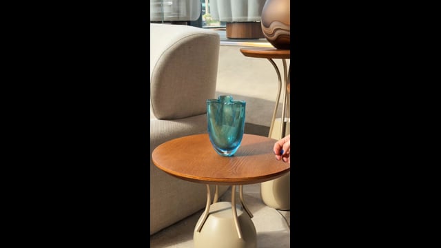 Vaso Pequeno Baixo Trevo Água-marinha com Ouro