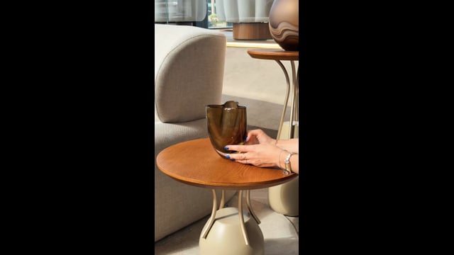 Vaso Pequeno Baixo Trevo Fumê com Ouro