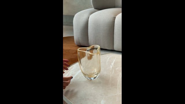 Vaso Pequeno Baixo Trevo Transparente com Ouro