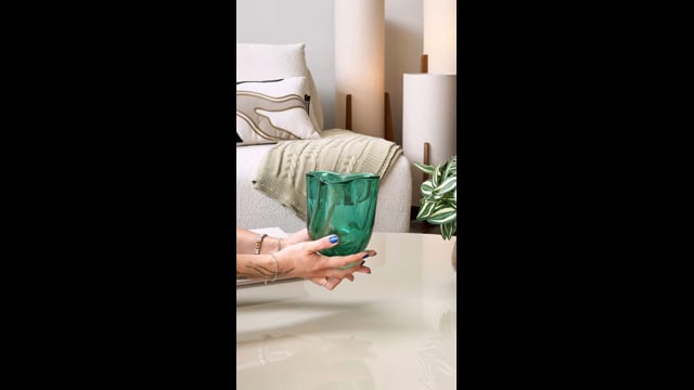 Vaso Pequeno Baixo Trevo Verde com Ouro