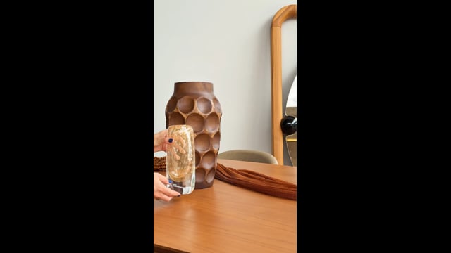 Vasinho Quadrado 3 Tela Âmbar com Ouro