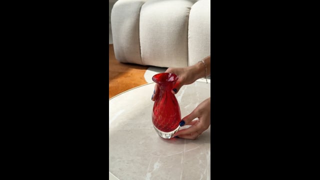 Vaso Mini Alto Tela Vermelho com Ouro