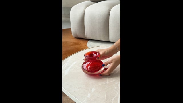 Vaso Mini Baixo Tela Vermelho com Ouro