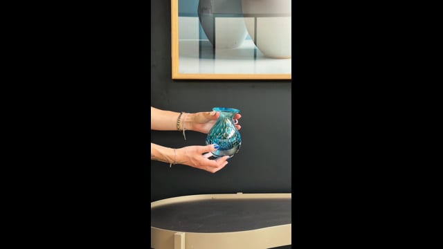 Vaso Mini Médio Tela Água-marinha com Ouro