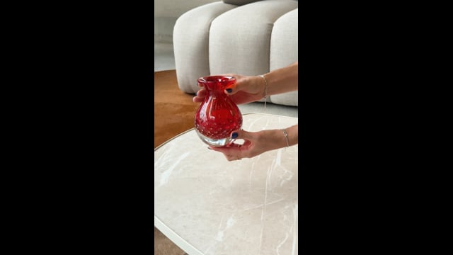 Vaso Mini Médio Tela Vermelho com Ouro