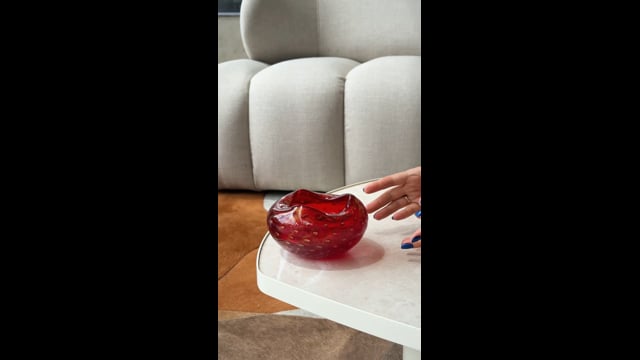 Bowl Oceano Tela Vermelho com Ouro