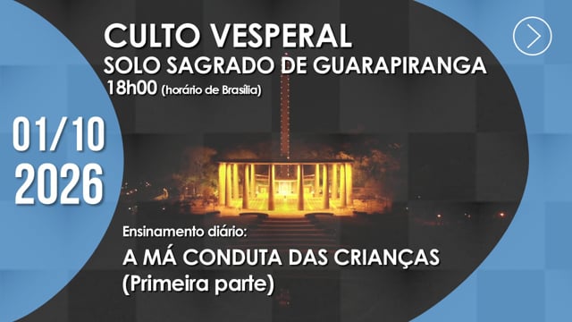 Capa do vídeo do “Culto Vesperal | Solo Sagrado de Guarapiranga - 01/10/2026”.