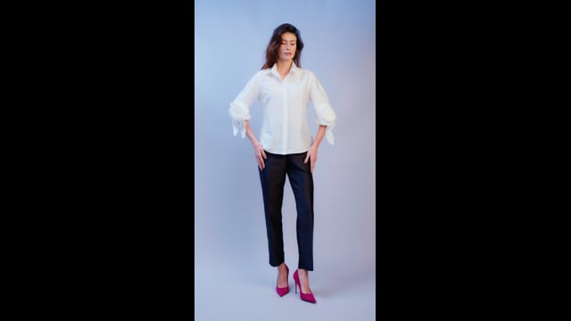 Camisa Tafetá Flor Off White Ivana