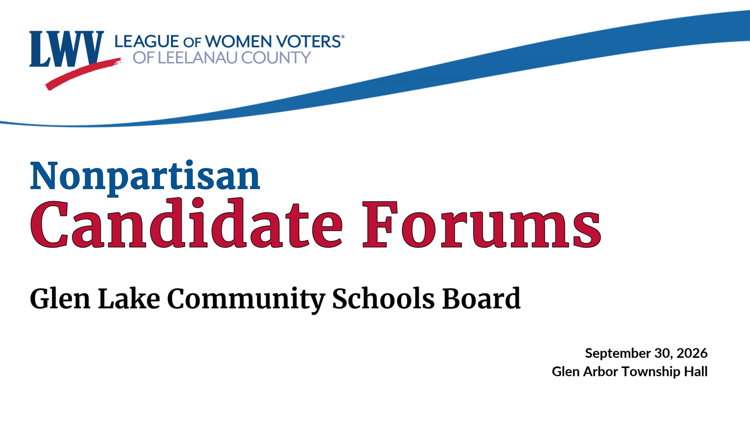Candidate Forum—Glen Lake Community Schools Board 2026 | Videos ...