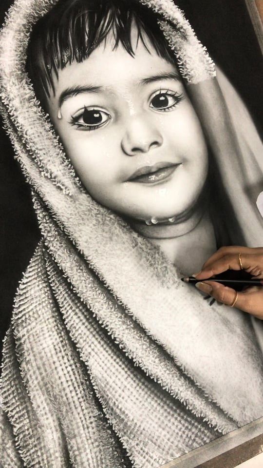 Charcoal artwork by Gunjan Daga