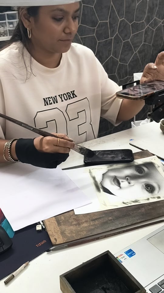 Charcoal artwork by Gunjan Daga