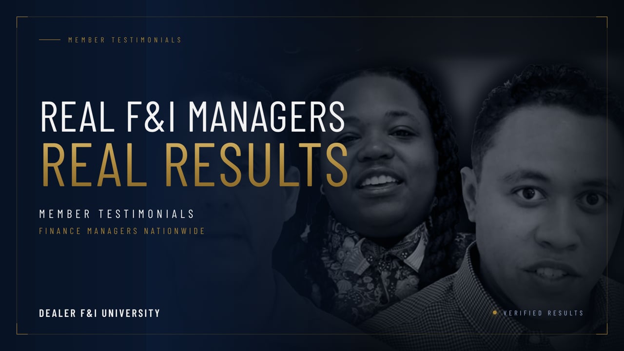 Real F&I Managers video testimonial
