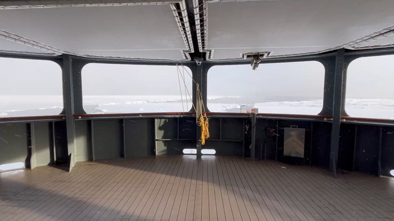 The view across the sea ice from Le Commandant Charcot’s deck