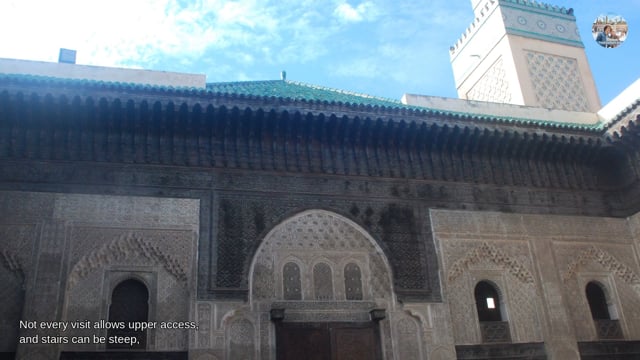 Fez walking tour (video): Medersa Bou Inania – Upper Gallery and Back to the Street