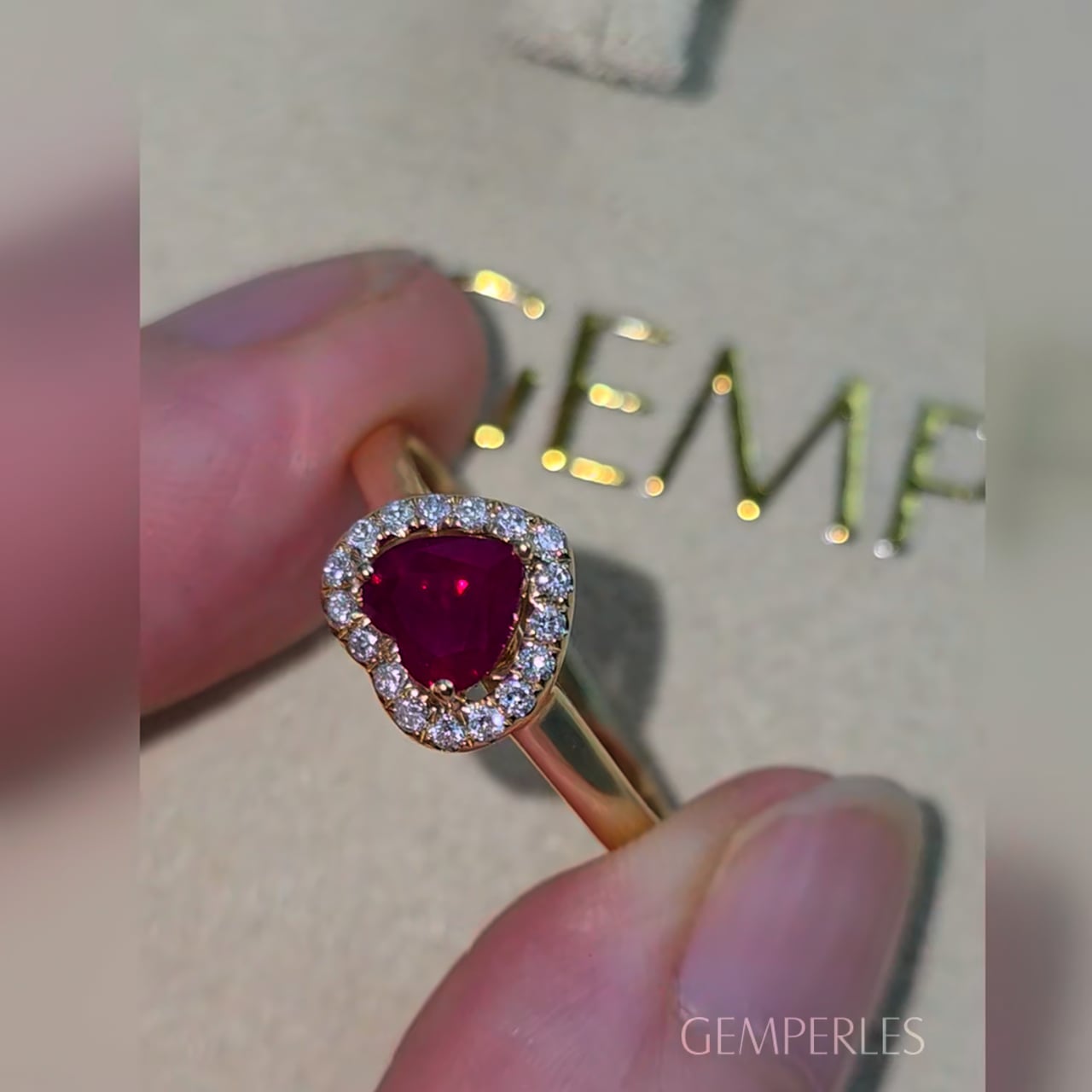 Bague Mon Cœur - Or Jaune, Diamants & Rubis | Gemperles