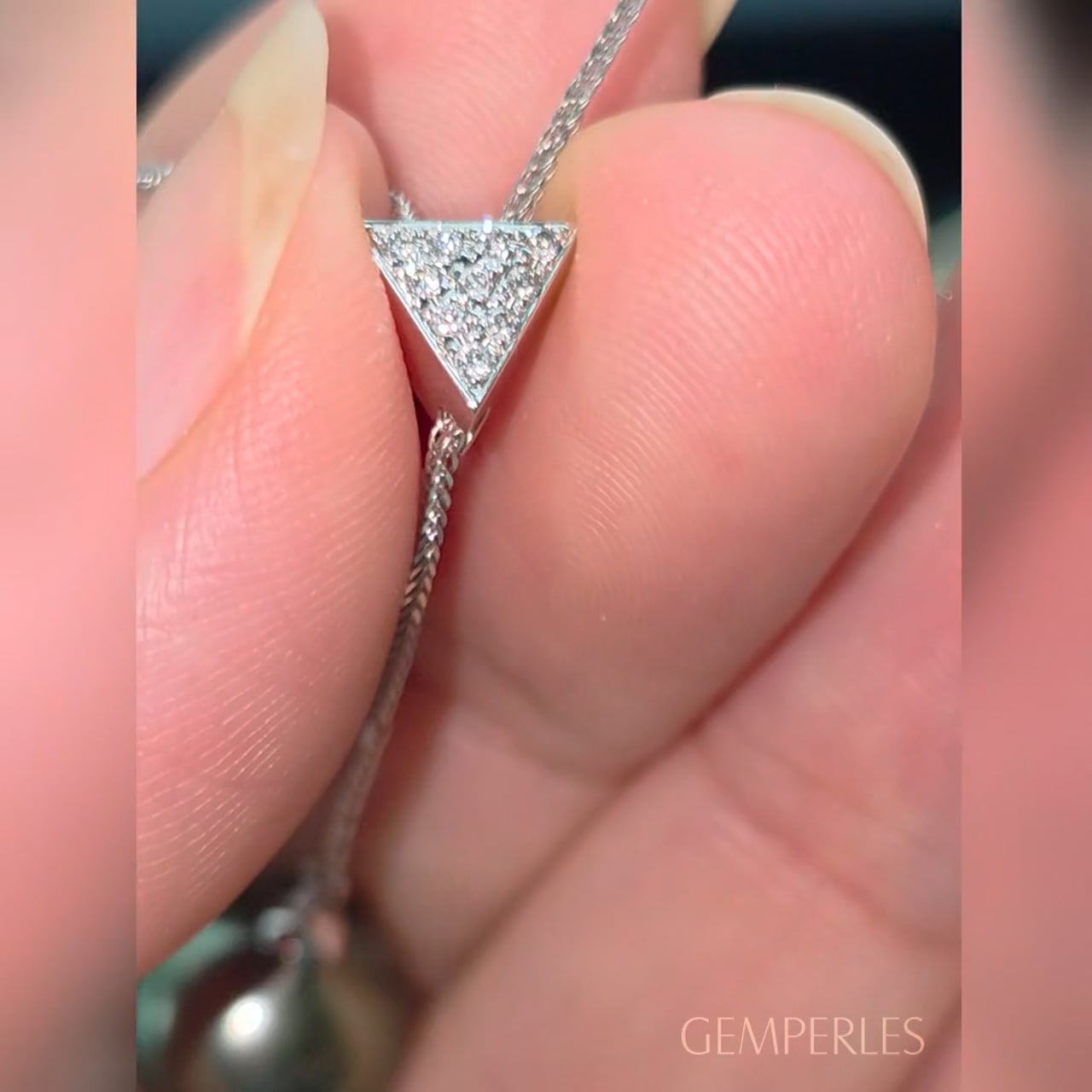 Pendentif Paradise - Or Blanc, Diamants & Perle de Tahiti | Gemperles