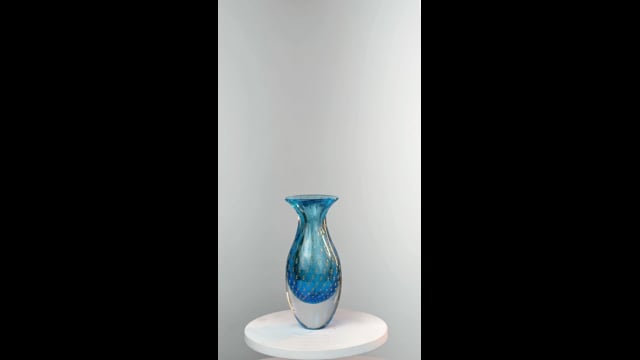 Vaso Mini Alto Tela Água-marinha com Ouro