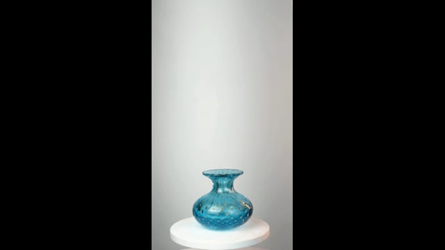 Vaso Mini Baixo Tela Água-marinha com Ouro