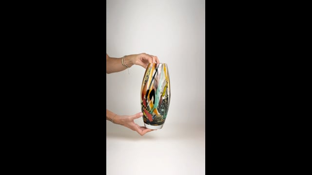 Par de Vasos Oliva P e G Hippie II Arte Abstrata