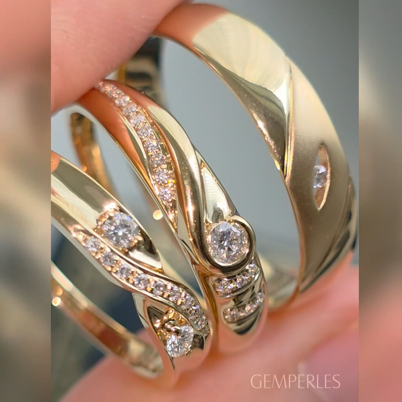 Alliances Hortense, Plus jamais et Sphinx - Or Jaune & Diamants | Gemperles