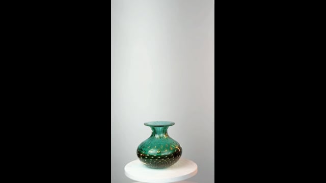Vaso Mini Baixo Tela Verde com Ouro
