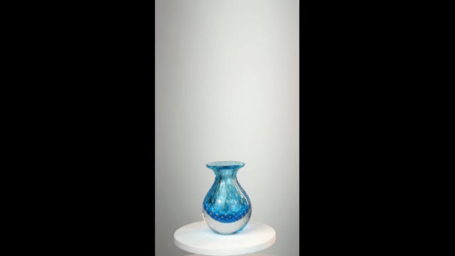 Vaso Mini Médio Tela Água-marinha com Ouro