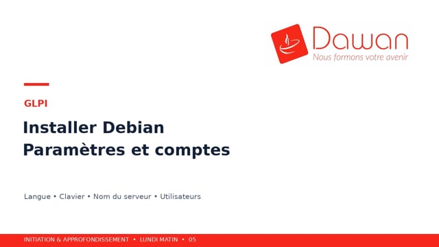 installer debian : paramètres et comptes