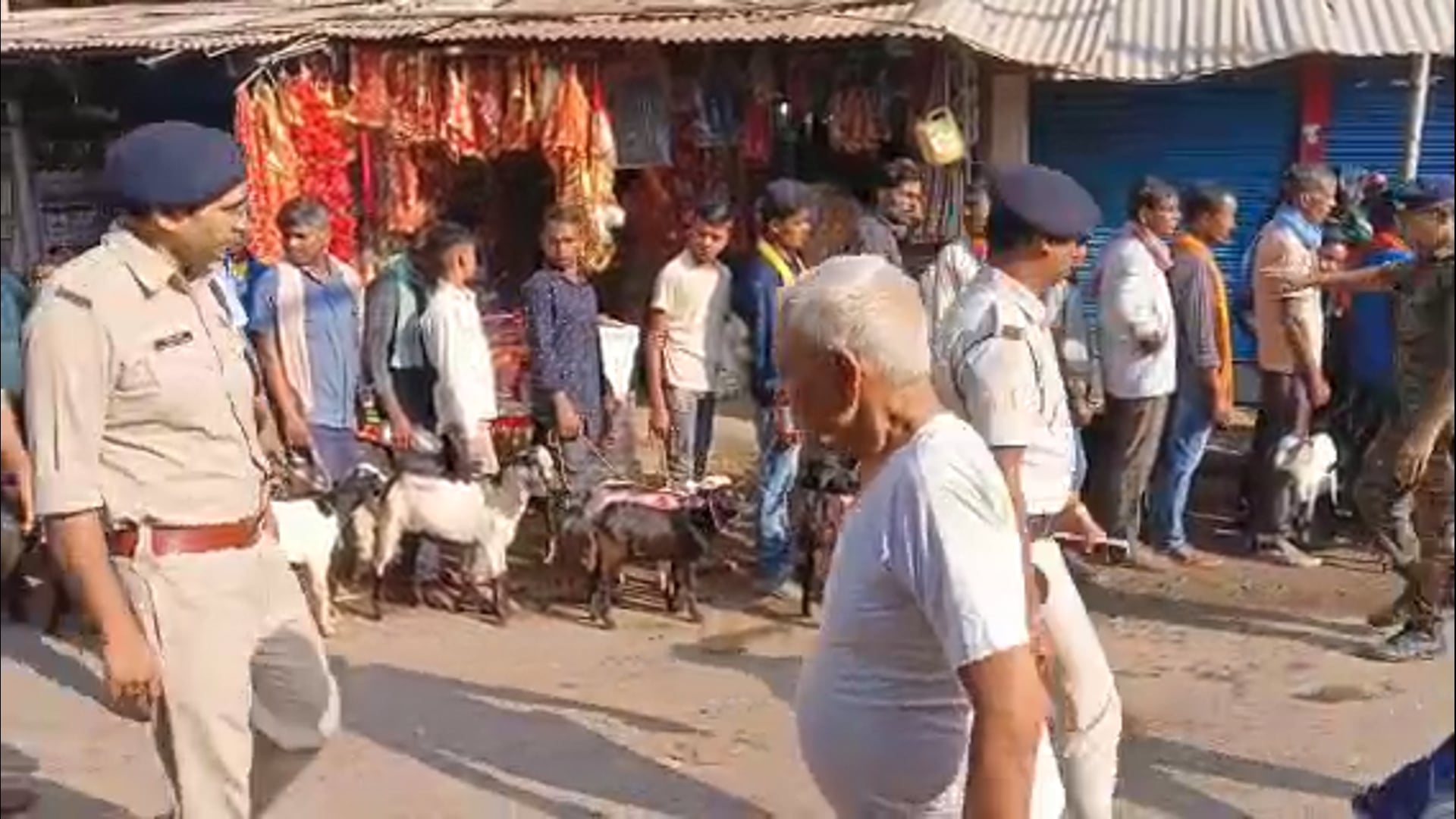 रजौन प्रखंड अंतर्गत पूनीशिया बाजार मेंभक्तों ने मां के दरबार में हाजिरी लगाया वही पाठा बलीके लिए लंबी कतार में 