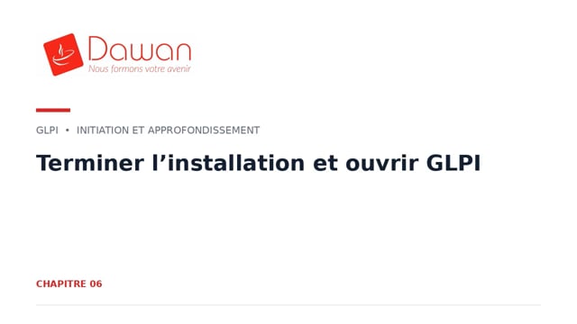 terminer l’installation et ouvrir glpi