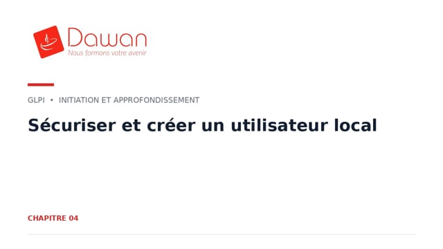 sécuriser et créer un utilisateur local