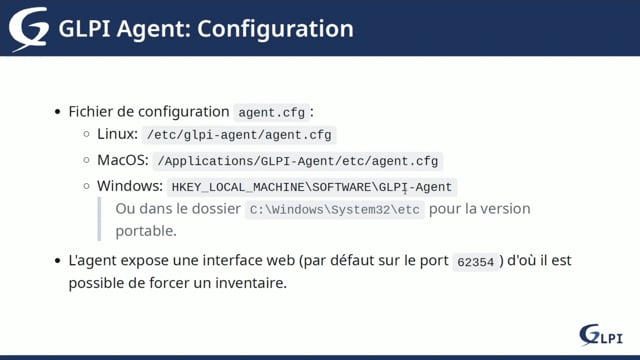 configurer l’agent glpi