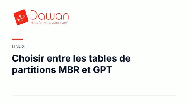 choisir entre les tables de partitions mbr et gpt