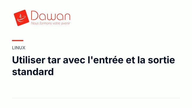 utiliser tar avec l'entrée et la sortie standard