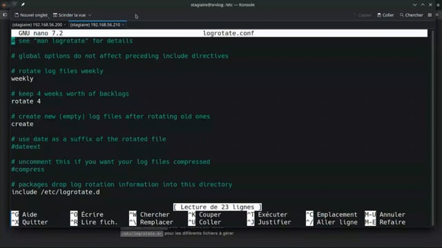 lire et adapter la configuration de logrotate