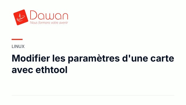 modifier les paramètres d'une carte avec ethtool
