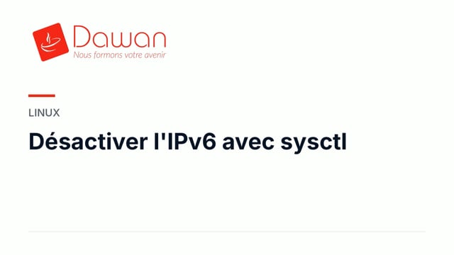 désactiver l'ipv6 avec sysctl