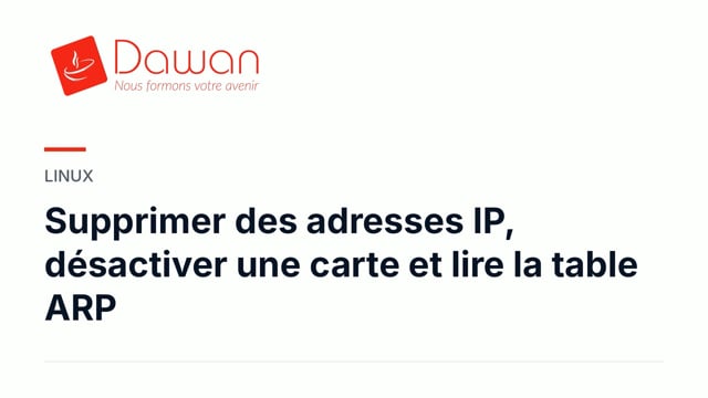 supprimer des ip, désactiver une carte et lire la table arp