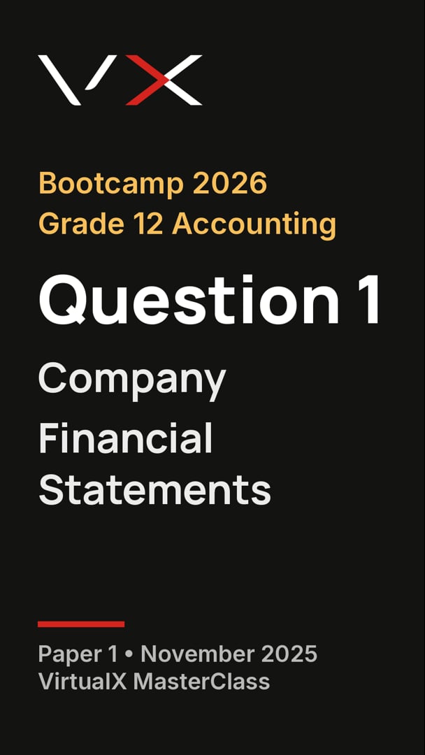 Bootcamp 2026 cover: Grade 12 Accounting, Paper 1, Question 1 — Company Financial Statements