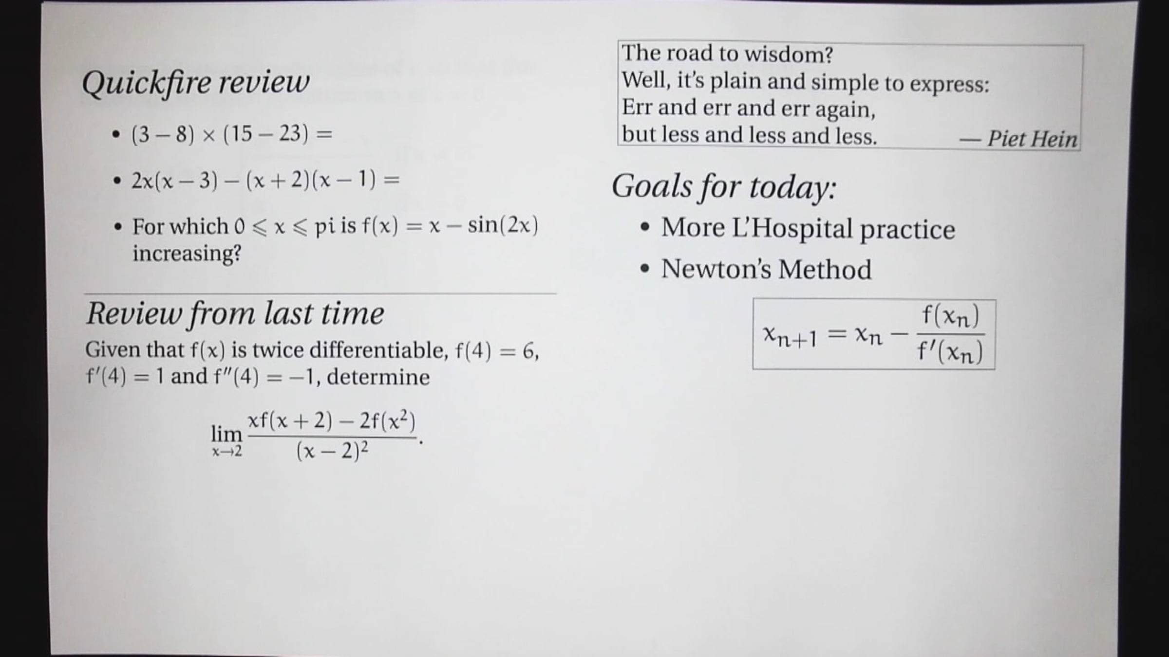 More with L'Hospital's rule and introduction to Newton's method (Calc 1 ...