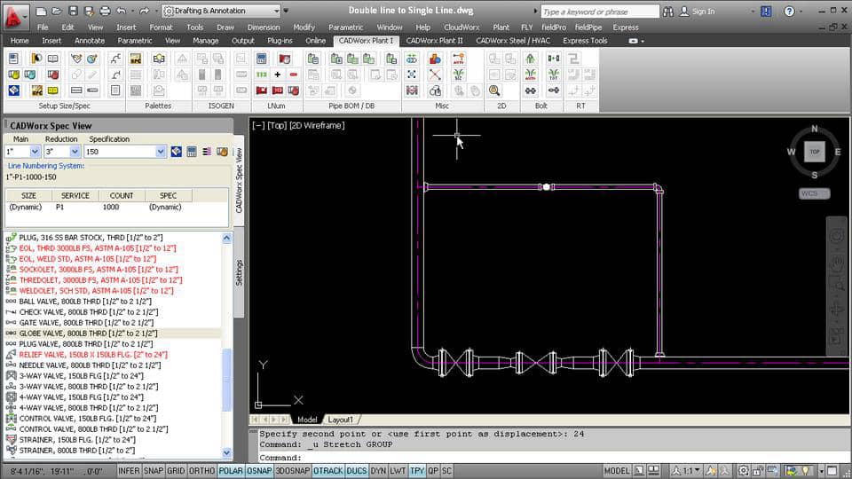 CADWorx DraftPro Double Line to Single Line - Video 5 on Vimeo