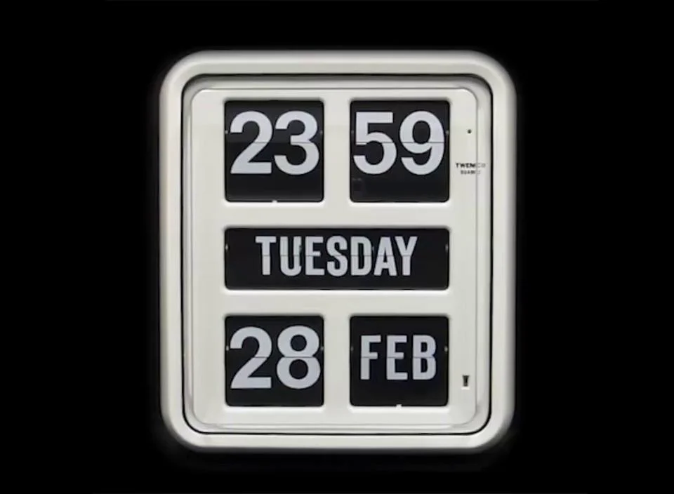 Twemco BQ-170 Flip Clock (Black Case White Dial) (Chinese