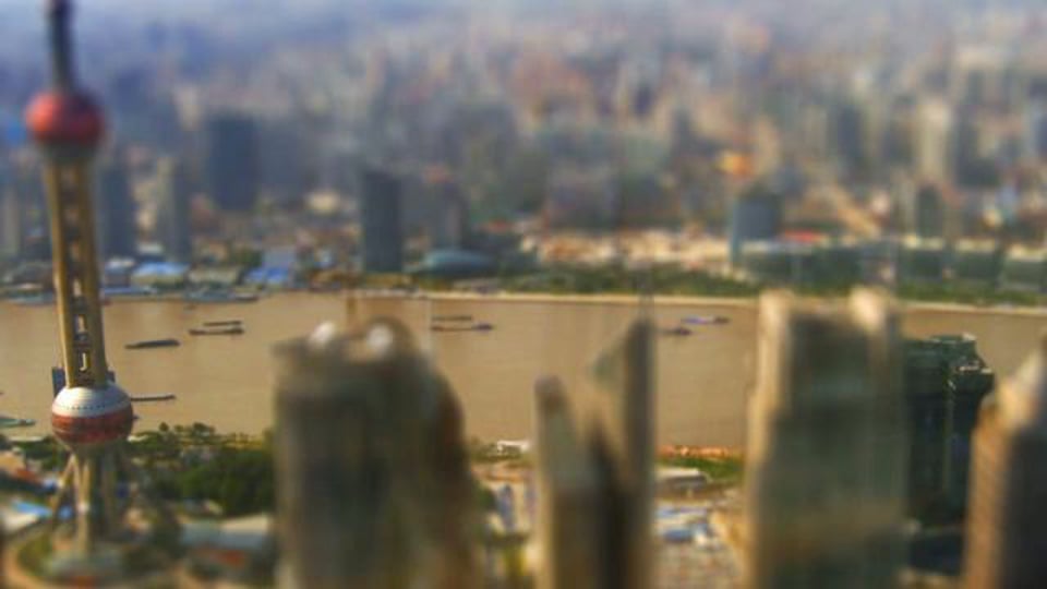 Cidade em miniatura de Xangai - lapso de tempo de mudança de inclinação