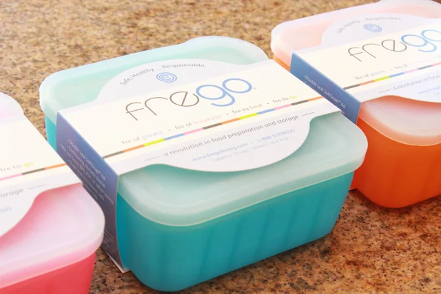 Frego Glass and Blue Silicone Non-Toxic 2 Cup Food Storage