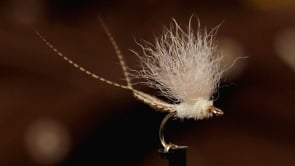 A fly vise holding a undefined after it is tied