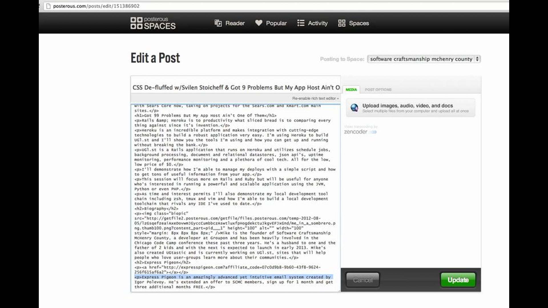 Thumbnail for Posterous editing frustration w/Mike Hall