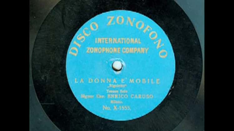 Enrico CARUSO La donna e mobile RIGOLETTO Disco Zonofono X 1555 1903 rec