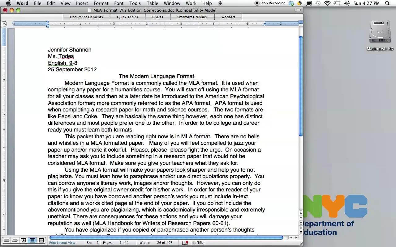 MLA Format - Double Spacing Your Document (Shannon) on Vimeo