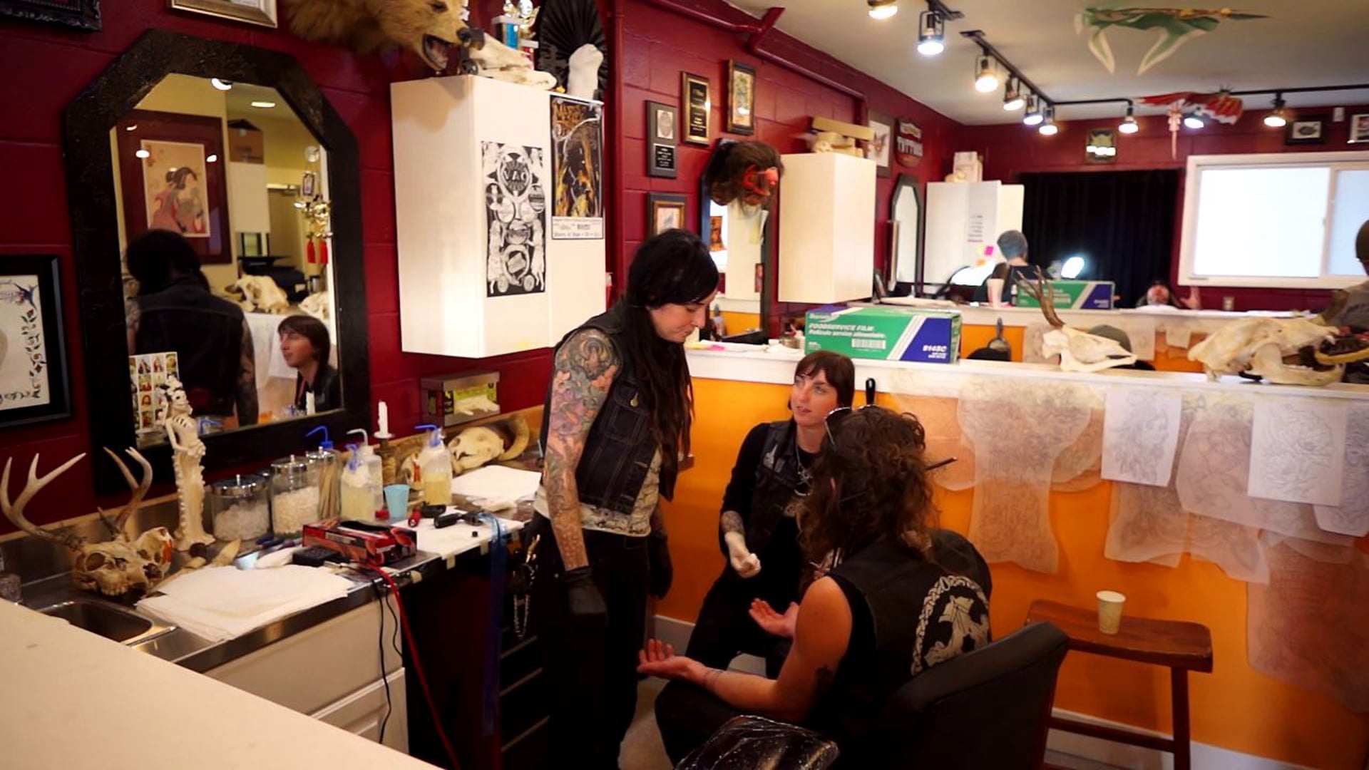 Darcy and Stevie Tattooing Blake 11-8-12