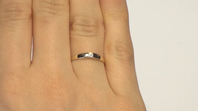 Wideo Pierścionek zaręczynowy  z brylantem Kartezja z żółtego złota